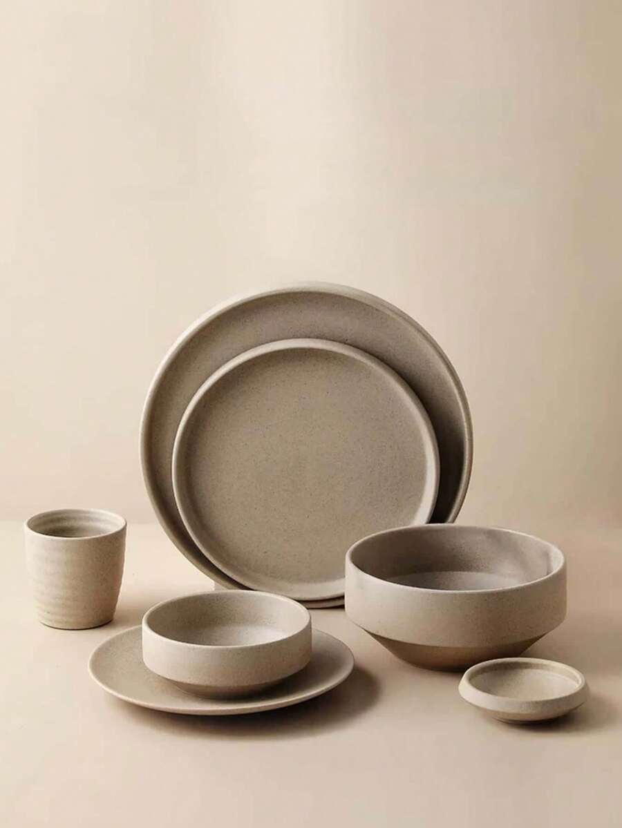 1 Set Rustic Ceramic Tableware Bowls & Plates, Japanese Niche Hotel Dining Ceramic Dinnerware, Homemade Coarse Pottery Snack Plates, Eating Soup Bowls & Spoons, Dipping Sauce Dishes, High-End Gift For Friends, Suitable For Home, Restaurant, Gift, Party
