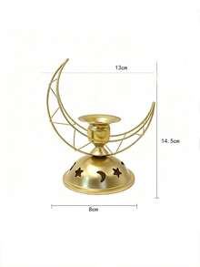 Candelabros de metal adornados con patrones de estrellas y lunas doradas/negras, ornamentos de candelabros con estrellas y lunas, candelabros de estilo nórdico romántico y retro, adecuados para cenas a la luz de las velas, decoración del hogar moderna, mesas de comedor, mesas de café, decoraciones de la sala de estar, decoraciones de boda, regalos de cumpleaños y graduación, llenos de encanto oriental árabe. - Multicolor - Ver 12