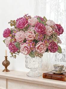 1支11.81英寸人造丝绣球花、牡丹、玫瑰、球菊等花卉，适用于DIY婚礼花束、派对、家居客厅、厨房、花园、酒店、办公室等场合，也可作为DIY花环、礼品、餐桌中心装饰、生日装饰、室内外装饰、花瓶装饰、农舍家居装饰、波西米亚风婚礼、春季装饰等。 - 玫紅色 - 查看 4