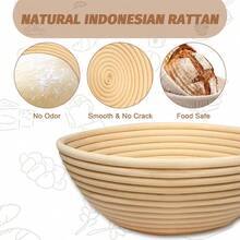 2件套/1件装柳条面包发酵篮套装，完整酵母面包发酵套装，面粉搅拌器，椭圆形蓝色（带布罩），烘焙套装，适用于手工烘焙和发酵 - 彩色 - 查看 2