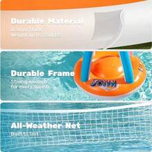 JOYIN Piscina Inflable Red de Voleibol y Rack de Baloncesto Juguetes de natación Flotante para niños y Adultos carrozas de Verano canchas de Voleibol Naranja - Multicolor - Ver 4