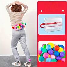 一套包含：30个球、1个盒子、1条腰带——一款适合全家室内外娱乐的趣味派对游戏，是生日、周年纪念日、夏季、万圣节和圣诞节庆祝活动的完美之选。“快乐小鸡下蛋”游戏。 - 彩色 - 查看 2