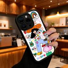 Funda de teléfono de moda, compatible con varios modelos de ,  y , funda de teléfono con diseño de niña de dibujos animados, arcoíris y estampado de frutas, diseño Be A Happy Girl para  14 Pro Max 13 12 11  Galaxy S23 S22 S21 S20 S10 Plus, funda protectora, funda de teléfono de pareja linda, regalo para novio o novia, presente de vacaciones, este es un regalo popular para amigos o socios, adecuado para ocasiones de negocios. Duradera, resistente a las manchas y a las huellas dactilares, esta nueva funda para teléfono de hombres y mujeres es un gran regalo. - Blanco - Ver 6