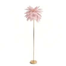1pc Creative Ostrich Feather Floor Lamp, Dimmable 3-Color Changing Warm Lighting For Bedroom, Living Room, Wedding Decor, Charging Version Includes 1 Data Cable - Gold Charging Version - View 13