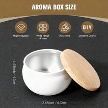 48件/6套完整DIY蜡烛制作套装，包含2.2盎司白色哑光铁罐（带木纹盖） - 6个罐子、6个支架、16根烛芯和20张贴纸 - 无蜡手工材料，适用于香薰蜡烛/清洁燃烧蜡烛，家居装饰收纳容器 - 白色 - 查看 3