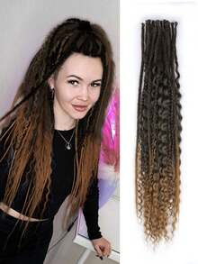 24 Inch Mixed SE Dreadlock Extensions Sets, 3 In 1 30 Strands Synthetic Single Ended Dreads Extensions, Ombre Blue Hippie Dreads Style For Girls - Multicolor - View 15