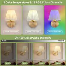 Battery Powered Wall Light, Wireless Charging Wall Light With Remote Control, Dimmable, 15 RGB Colors, Timer, Suitable For Living Room, Bedroom, Entrance, Gold - 15 Colors - View 5