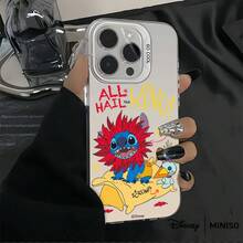 Miniso Disney Stitch Phone Case ALL HAIL The KING Slogan With Lion King Parody Design Playful & Whimsical Disney Accessory Suitable For IPhone 17/17 Pro/17 Pro Max/17 Air/16/15/14/13/12/11/X Series Iphone 17 Pro Max Case Iphone 17 Pro Case Iphone 17 Case Stocking Stuffers The Girlfriend The Chosen Early Fall Fashion - 粉色 - 查看 7