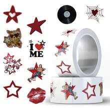 500 قطعة/لفة ملصقات فتيات موسيقى مدينية عصرية Y2K، ملصقات زخرفية مقاومة للماء للاستخدام على الجيتار والطبلة والسكيت بورد والكمبيوتر المحمول وزجاجة المياه والحقائب والهاتف وغيرها - متعدد الألوان - مشاهدة 2