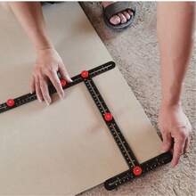 十二面多角度测量尺，瓷砖孔定位器，铝合金折叠尺，通用折叠尺孔定位器，多功能泥瓦工具，地板开口角度尺，木工瓷砖通用尺，瓷砖孔测量尺，多角度测量工具尺 - 黑色 - 查看 6