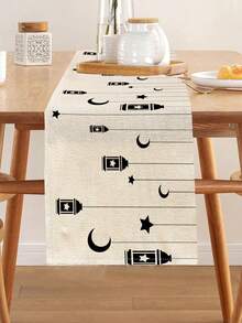 1 khăn trải bàn họa tiết trăng khuyết, 4 tấm lót chén họa tiết trăng khuyết, thích hợp cho các dịp lễ, tiệc tùng, sinh nhật, bữa tối, trang trí bàn ăn nhà bếp và phòng ăn, phù hợp cho mọi mùa, trang trí dệt may gia đình. - Nhiều màu - Xem 13