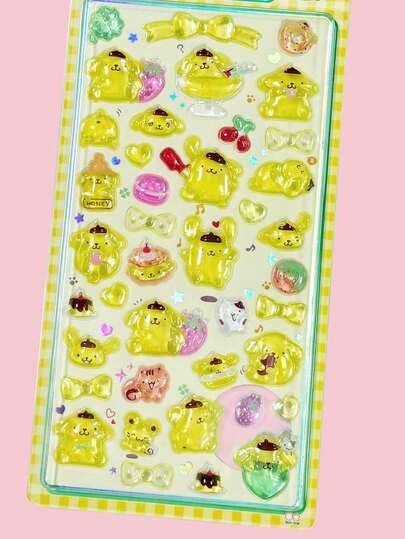 一套可爱旋律卡通贴纸，3D立体DIY贴纸，手机贴纸，儿童创意贴纸，镀铬防水贴纸，派对手工手机装饰贴纸，女孩礼物。颜色随机发货。