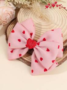 2个情人节爱心蝴蝶结发夹，粉色蝴蝶结发夹，红色爱心装饰发夹，甜美可爱爱心蝴蝶结发卡，情人节派对礼物，时尚发饰，女孩发夹 - 彩色 - 查看 5