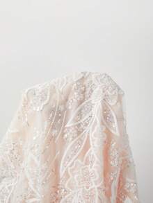 Abito da sera elegante e lussuoso in pizzo bianco con ricami, abito da sera lungo attillato a sirena con vita impreziosita da paillettes e perle sintetiche, adatto per matrimoni, cerimonie di fidanzamento, carnevali, gala di lusso, festival musicali, eventi sul red carpet e feste di primavera - Bianco - Visualizzare 12