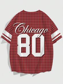 Men's Letter & Plaid Print Front Button Casual Short Sleeve Shirt - Multicolor - View 2