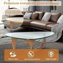 Living Room Coffee Table - A Triangular Glass Coffee Table With A Wooden Base. Abstract Dining Table, Study Room, Office, Hotel Balcony (Walnut TransparentWoodBlack Tea Table), Versatile And Comfortable - màu nâu - Xem 7
