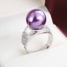 1pc Fashion Wide Band Design Cubic Zirconia Adjustable Ring For Women - Multicolor - View 3