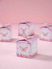 20 Stücke rosa Schmetterling-Stil Mini Geschenkboxen, Blumen, Krone, Schmetterling Muster, Baby Shower, Geburtstag, Hochzeitsfeier, Feiertage, Schulanfang, Bridal-Shower, Geschlechtsoffenbarung, Papier Geschenkverpackung - Schmetterling Dekor Geschenkboxen für besondere Anlässe - Verschiedenfarbig - Übersicht 1