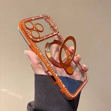 Shiny Edge Drilling Bracket Phone Case - Burnt Orange - View 31