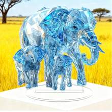 Elegant Crystal Elephant Family 2D Acrylic Statue - Transparent, Reflective Decorative Figurine For Home & Office, Ideal Birthday Or Graduation Gift, Perfect For Bookshelf, Living Room, Or Entryway Display, Elephant Decor - Multicolor - View 6