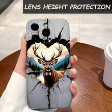 1PC Phone Case ,  Deer Mountain Sunset Sky Cracks , Stylish Phone Case, Phone Decoration, All-around Lens Protection, Creative Small Gift, Funny Gift for Boys and Girls - Negro - Ver 4