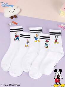 5/1 Pair  And  Pattern Mid-Calf Socks,Sporty Stripes, Polyester Material, Cute Cartoon Design, Stylish, Casual, Breathable Socks, Suitable For Everyday Wear, Back-To-School Season, And Holiday Gifts. - Multicolor - View 8