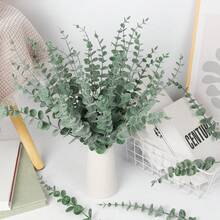 10/50pcs 14.96 Inch Artificial Green Eucalyptus Branches With Lifelike Leaves, Decorative Eucalyptus Stems For Vases, Wedding Bouquets, Home Decor, Valentine's Day, Gifts, Graduation, Faux Plants - Green - View 6
