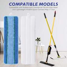 Upgraded Replacement Microfiber Mop Pads For Rubbermaid Commercial 18 Inch Mop 17 Inch Mops, Reusable Wet &Amp; Dry Commercial Cleaning Flat Mops System 18" 17" Refill Head For Multi-Surface Floor-8 Pack - MàuC - Xem 4
