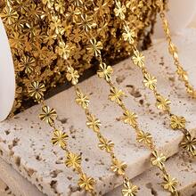 1m Fashionable Gold Stainless Steel Wide Oval Cross Chain, Suitable For DIY Necklace, Bracelet, Jewelry Making