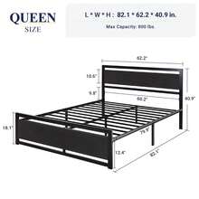 Allewie Full/Queen Bed Frame With Headboard, Heavy Duty Metal Platform Base With Strong Support, Underneath Storage Space, Stable Mattress Foundation, No Box Spring Needed, Black - 黑色 - 查看 8