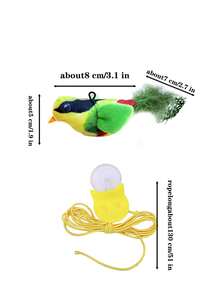 Giocattolo realistico per gatti a forma di uccello che cinguetta, giocattolo da appendere con piume resistente ai morsi, che si autoattiva, senza batterie richieste - Multicolore - Visualizzare 2