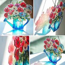 Flori colorate fereastră agățat ornament plante Suncatcher perete artă grădină vitraliu fereastră panou pentru decor interior/exterior cadou excelent pentru mama bunica - Multicolor - Vizualizare 5
