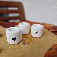 3 piezas de moldes de arcilla DIY, moldes de vela con forma de corazón grande/pequeño y de conejo, moldes cilíndricos lisos para portavelas, moldes de yeso con decoración de conejo linda para manualidades, moldes de resina epoxi para fundición artesanal - Blanco - Ver 5