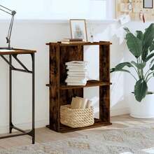 Larryhot Libreria a 3 Ripiani Rovere Fumo 60x30x80 cm Legno Multistrato, Facile da assemblare, dall'estetica elegante e raffinata, pratica per riporre gli oggetti, la scelta ideale per l'organizzazione e la decorazione domestica - Castano - Visualizzare 3