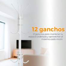 XGTArcy Percero Para Ropa Mlico 12 Gancos ura 1.70 Ms Rack Multifuncional Organizador de Closet Bs Gorras Percero de Pie para Almacenamiento Casa Oficina PERCERO12G (Blanco) - Blanco12G - Ver 4