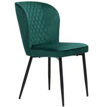 Dining Chair (2 Pcs), Dark Green, Upholstered Designer Chair With Backrest, Velvet Seat, Metal Frame - Green 1 - View 10