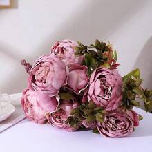 Duovlo Fake Flowers Vintage Artificial Peony Silk Flowers Wedding Home Decoration,Pack Of 1 (Sweetened Bean),20.87*3.5,SweetenedBean - 甜豆 - 查看 5