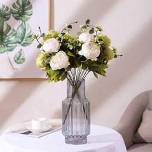 Duovlo Fake Flowers Vintage Artificial Peony Silk Flowers Wedding Home Decoration,Pack Of 1 (New Green),20.87*3.5,NewGreen - 新綠 - 查看 7