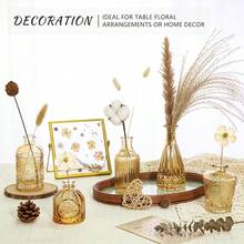 Glass Bud Vase Set Of 5, Gold Amber Small Flower Vases For Centerpieces In Bulk, Mini Vintage Vase For Rustic Wedding, Home,Table Decoration,5Pcs,GoldAmber - 金琥珀 - 查看 4