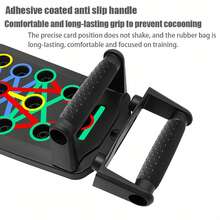 一套28孔俯卧撑板，多功能家用及健身房锻炼器材，胸部训练器，力量训练工具，包含跳绳和手柄，耐用PP材质，黑色，健身配件 - 彩色 - 查看 9