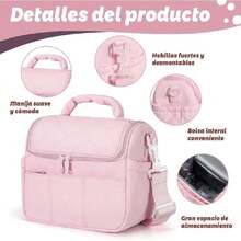 Bolsas de almuerzo aisladas para mujer,Bonita lonchera acolchada,Bolsa de Almuerzo de Gran Capacidad con Cristales Hielo y Cubiertos, para Trabajo Escuela Picnic Viajes Camping (Rosa),37332645 - Multicolor - Ver 6