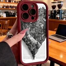Funda de teléfono de moda, compatible con varios modelos de ,  y , funda de teléfono con impresión de paisaje urbano en blanco y negro y texto de amor para modelos de ,  y , protector de teléfono, funda de pareja, regalo para novio o novia, presente de vacaciones, este es un regalo popular para amigos o socios, adecuado para ocasiones de negocios. Duradera, resistente a las manchas y a las huellas dactilares, esta nueva funda para teléfono de hombres y mujeres es un gran regalo. - Negro - Ver 4