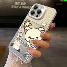 1pc Fashionable, Personalized Cartoon, Relaxed Little Bear Compatible For Phone17/16/15/14/13/12/11/8/ 7ProMax/Pro/Plus/Xs Max/XS/X,For Compatible With Colored Simple Fall Prevtion Anti-Shock, Anti-Slip, Anti Drop, Camera Ls Protection, Silicone Anti Wear Phone Case﻿.Holiday Phone Accessories.Bear Phone Case Phone Case Rilakkuma Cheap Phone Cases 14 Cute Phone Cases Fundas Cover De Gifts For Women Cover 17 Pro Max Fall Silicone Phone Case Gifts For Men - 銀色 - 查看 3