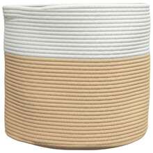 vidaXL Panier de rangement beige et blanc Ø40x35 cm coton - Multicolore - Voir 2