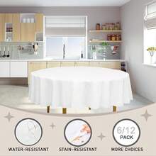 D&Z Plastic Table Cloth Disposable, 12 Pack White Round Tablecloth Individually Wrapped For Indoor&Outdoor, 84 Inch Table Cover For Party, Picnic, Birthday, Wedding & Dinner - White - View 7
