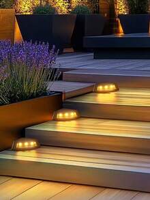 4/1pc Outdoor Waterproof Solar Powered Step Lights, Pathway Lights, Deck Lights, Automatic On/Off Landscape Lights For Yard, Driveway, Garden, And Enhance Outdoor At Night - black - View 3