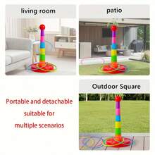 6pcs/9pcs/12pcs Colorful Plastic Ring Toss Game Set, Interactive Indoor/Outdoor Toy, Outdoor Hoopla Game, Suitable For Parties, Competitions, Adults And Group Activities, Multi-Color Hoops Perfect For Backyard, Lawn, Birthday Decor, Summer Beach Carnival - Multicolor - View 7