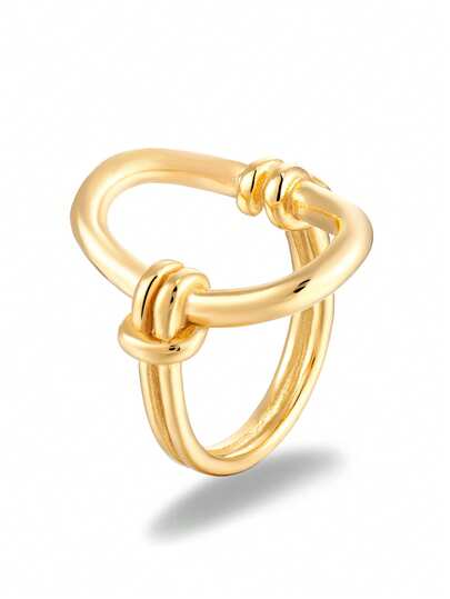 Anillo de acero inoxidable chapado en oro de 18K, adecuado para fiestas y uso diario de mujeres, diseño geométrico clásico europeo y americano en forma de huevo, joyería de oro simple y elegante, joyería para el dedo de la boda, para niñas, mujeres, madres, familiares, amigos, boda hermosa, cumpleaños, Día de la Madre, regalo del Día de San Valentín para la novia
