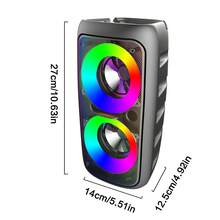 1 Portable Outdoor Wireless Speaker With Subwoofer And Wired Microphone Dual-Speaker Sound Quality, RGB Party Mood Lighting, FM Radio, Type-C Charging, Rechargeable Battery, TWS Pairing, TF Card Slot. Ideal For Outdoor Adventures, Home Parties, Office Breaks, And Stage Lighting Effects. Disco And Yoga Party Sound System | Stylish Stand-Alone Design Without Microphone | Rechargeable Speaker - 黑色 - 查看 2