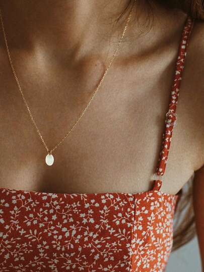 1 st minimalistiskt halsband i rostfritt stål, elegant runt guldhänge, halsband som kan läggas i lager, present till kvinnor